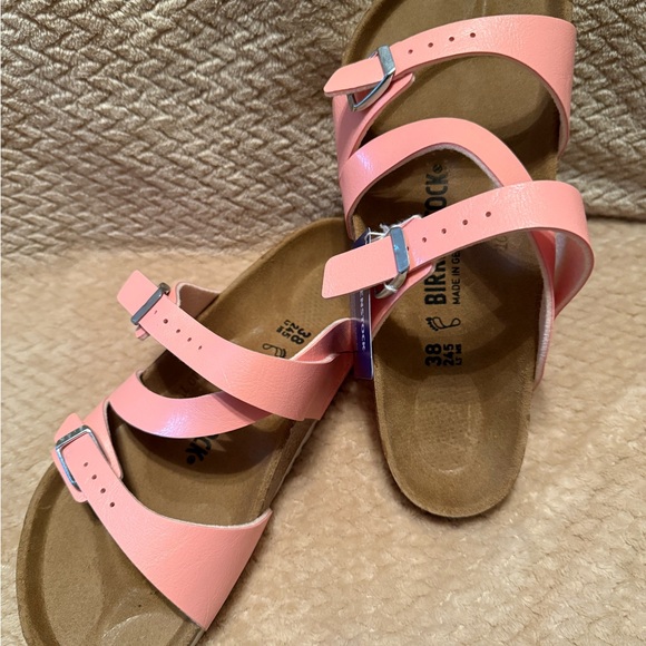 Birkenstock coral peach pink Sandals - Picture 3 of 7